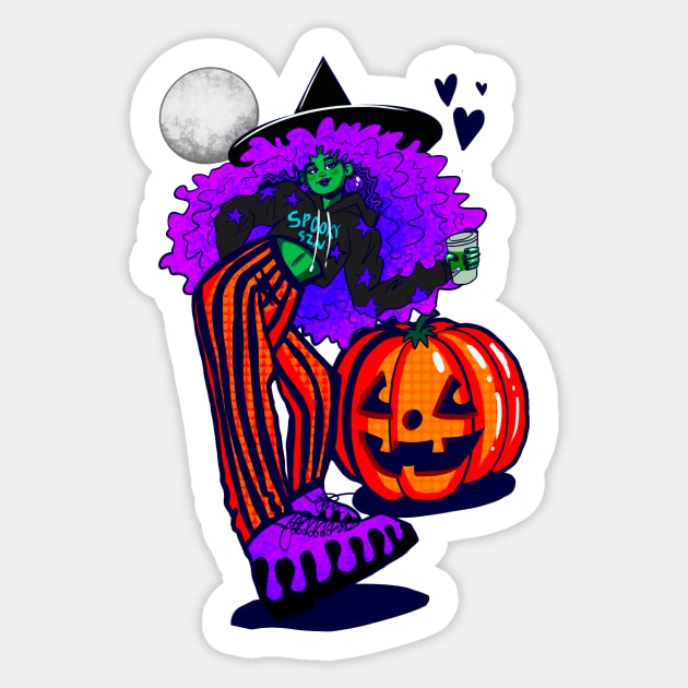 Curly witch Sticker by Amanda Excell